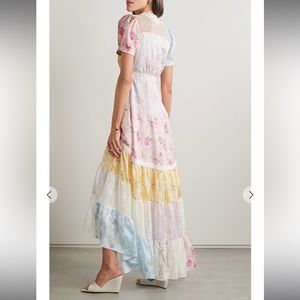 LoveShackFancy Tink lace-trimmed floral-print silk-satin maxi dress